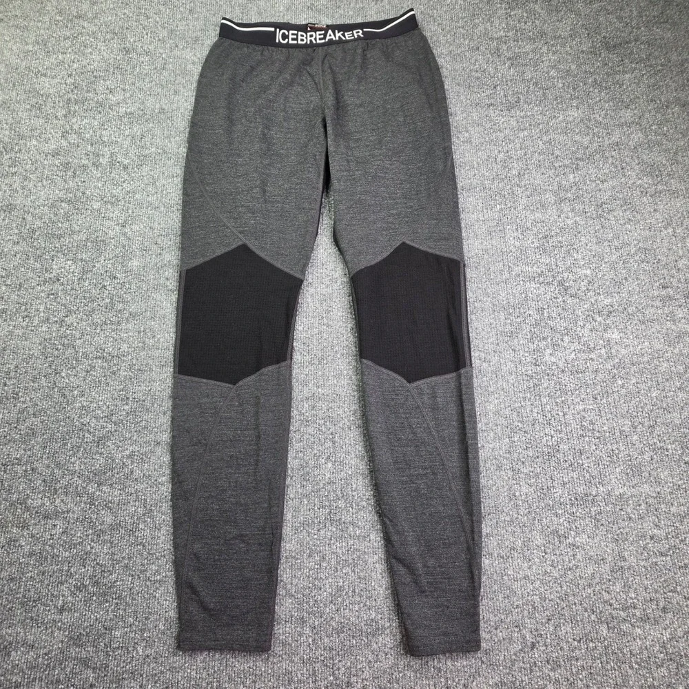 Icebreaker Bodyfit Zone Leggings Mens L Gray Merino Wool Base Layer